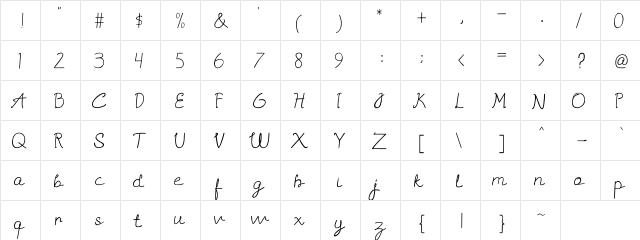 Sannisa Regular  glyph index