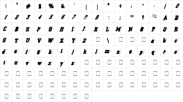 Barbs Typewriter Medium  glyph index