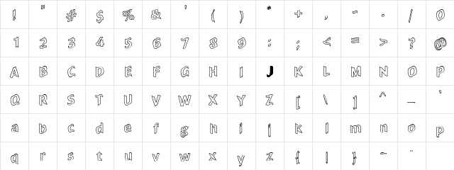 Dross02Hollow Regular  glyph index