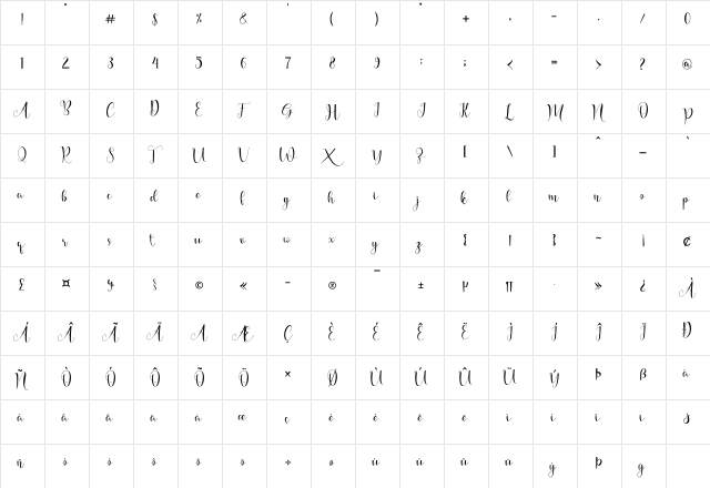 love honey Regular  glyph index
