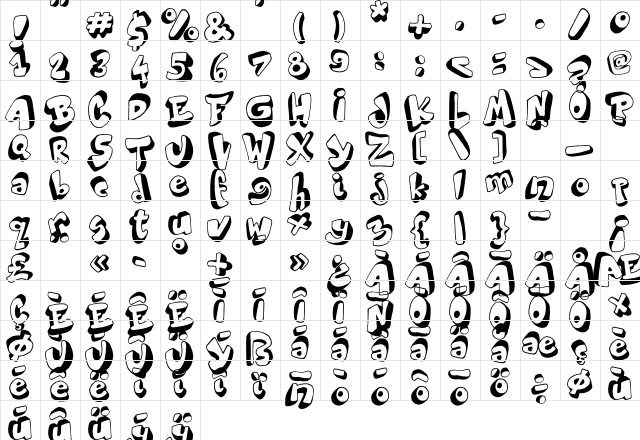 World Black Shadow Regular  glyph index