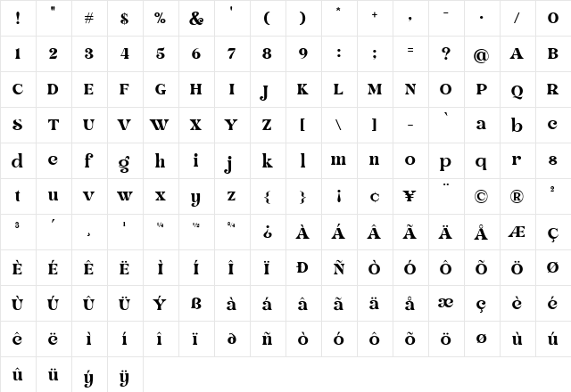 Hellowin Regular  glyph index