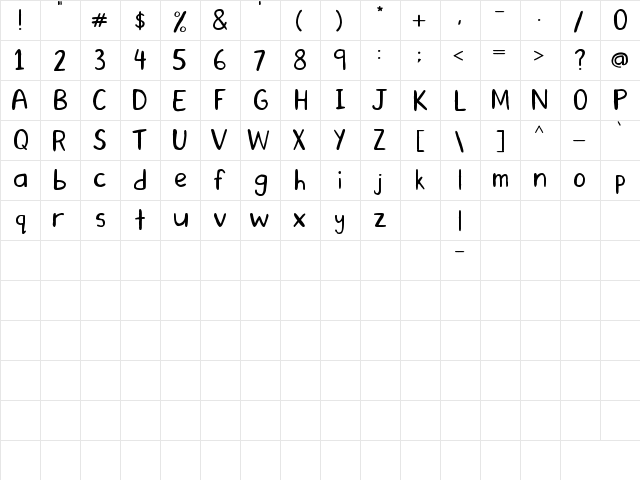 Narlified Regular  glyph index