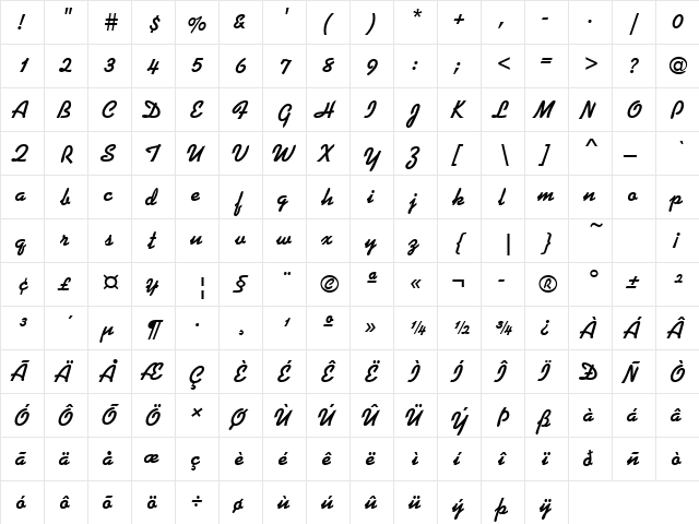 KaufmannJoiDBol Regular  glyph index