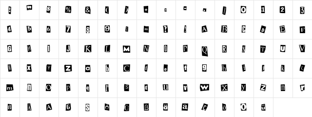 Mystery Black  glyph index