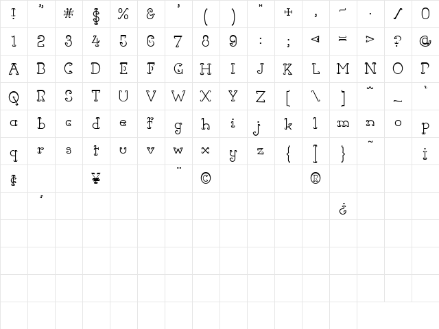 Horns of Dilemma Regular  glyph index