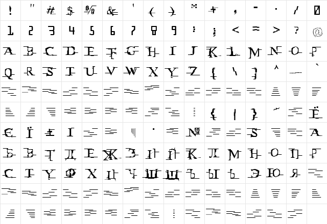 Matrix_vs_Miltown Regular  glyph index