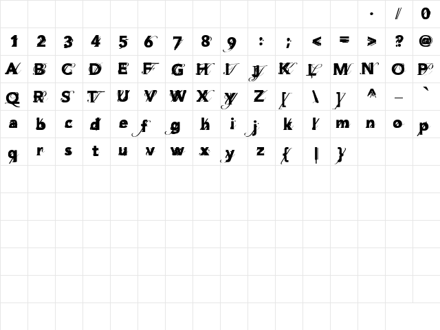 friction Regular  glyph index
