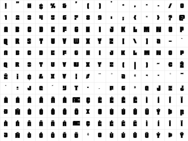 Funk Machine Academy Regular  glyph index