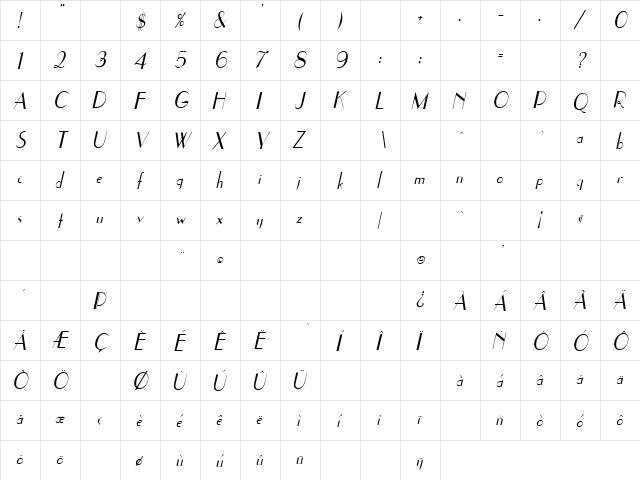 Coke 14 Regular  glyph index