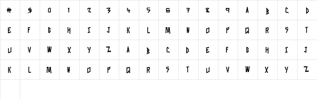 WasteFactory Regular  glyph index