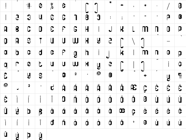 Pogo Regular  glyph index