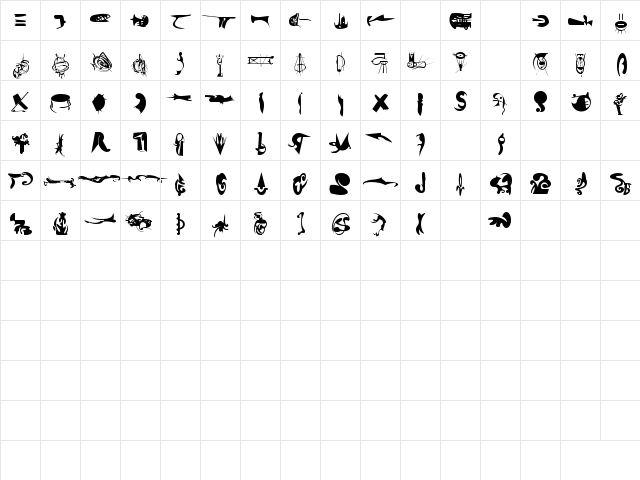 FellaToo Regular  glyph index