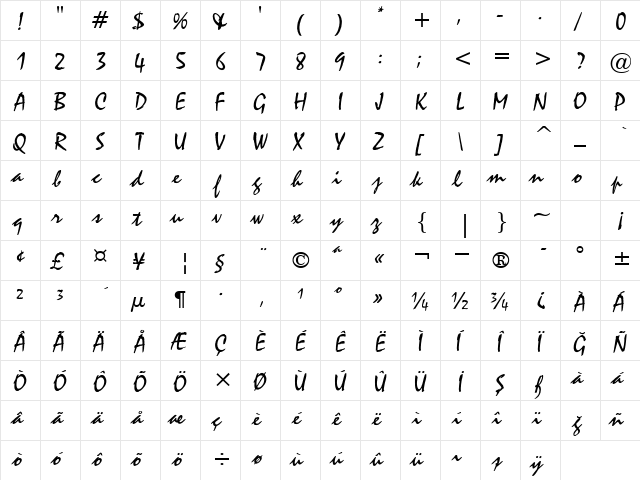 00706 Regular  glyph index