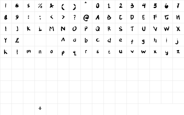 HUYELAH Regular  glyph index