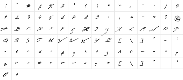 Jacek Zieba-Jasinski Regular  glyph index