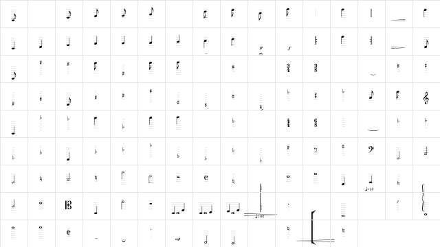 TypeMyMusic Notation  glyph index