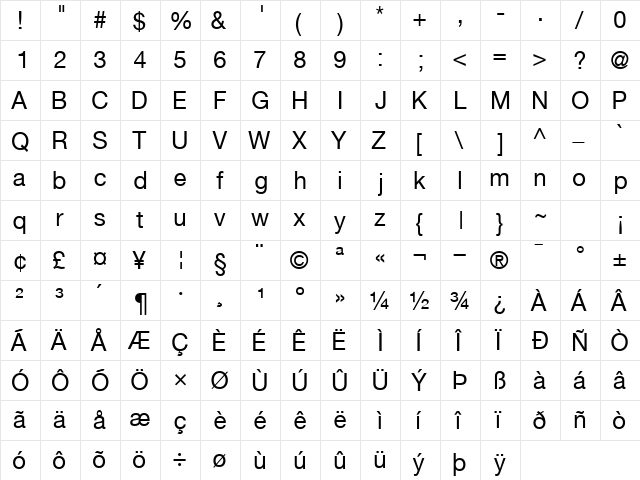 ContextRepriseSSK Regular  glyph index