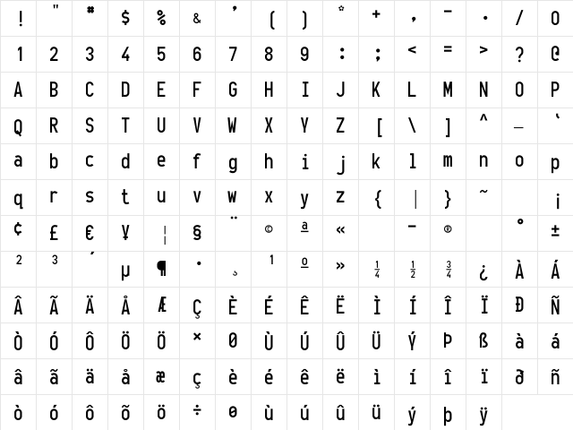 OneSlot Regular  glyph index