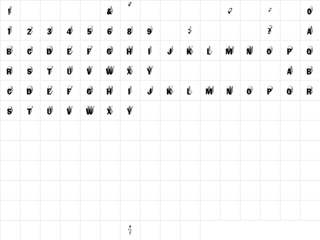 Carved 1 Regular  glyph index