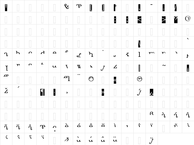 Canyou Regular  glyph index