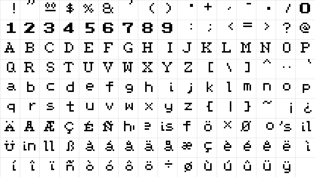 Earthbound Beginnings Regular  glyph index