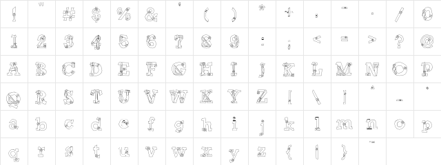 PC Toolman Regular  glyph index