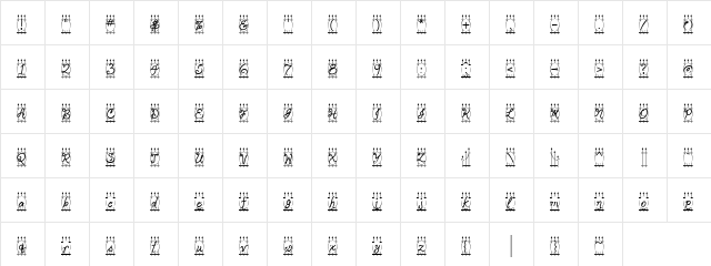 LD Estate Regular  glyph index