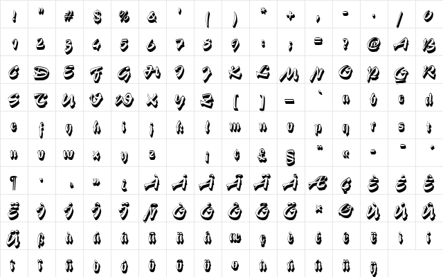 StentorTSh1 Regular  glyph index