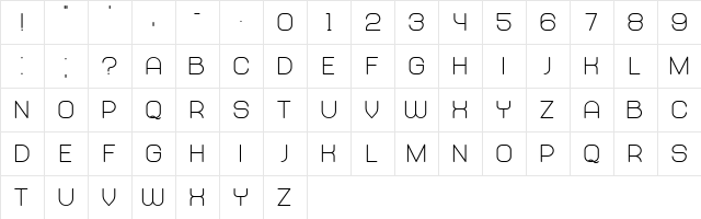 Abandoned Bold  glyph index