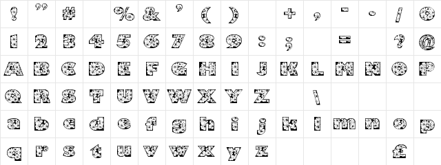 Zensyrom Regular  glyph index
