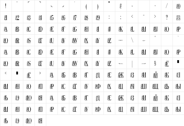 Remeslo Regular  glyph index