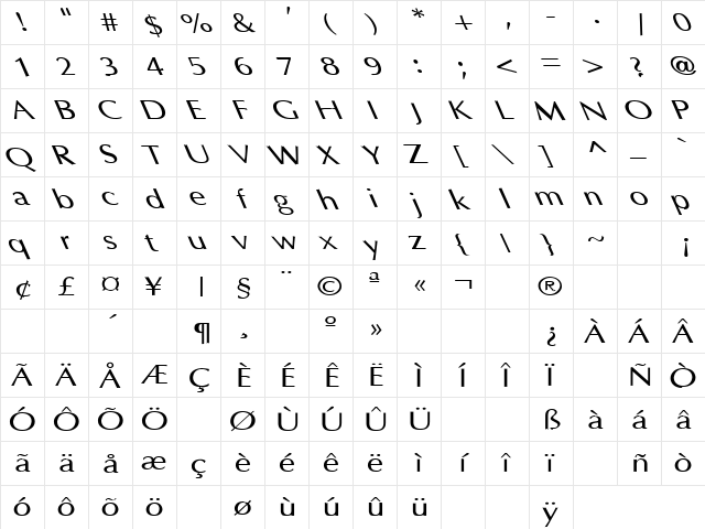 Friends 31 Regular  glyph index