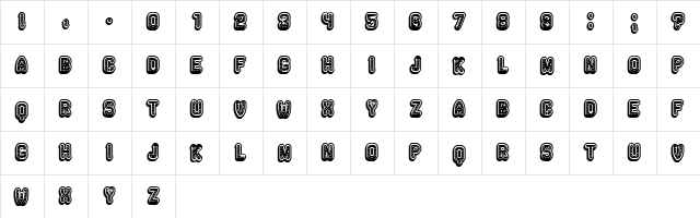 Rockefeller 3D Extravagant Regular  glyph index