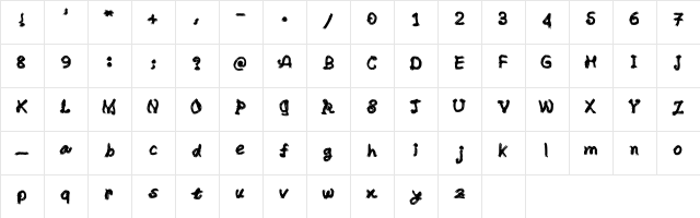 Chalk Drawings Regular  glyph index