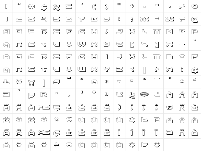 Xeno-Demon 3D Regular  glyph index