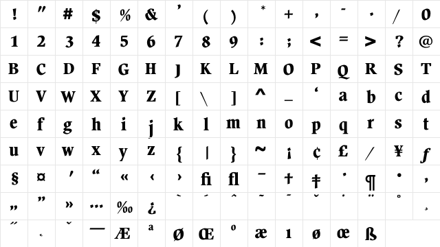 BeckenhamExtraBold Regular  glyph index