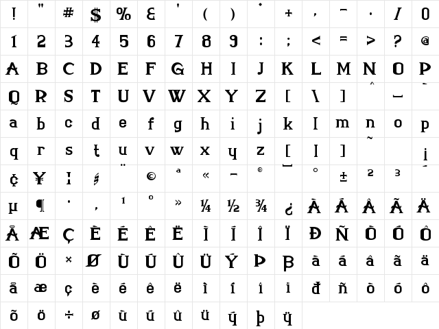 Marielle Franco Regular  glyph index