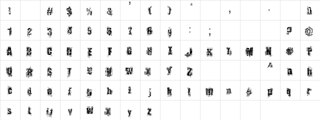 Gridlock'd Regular  glyph index