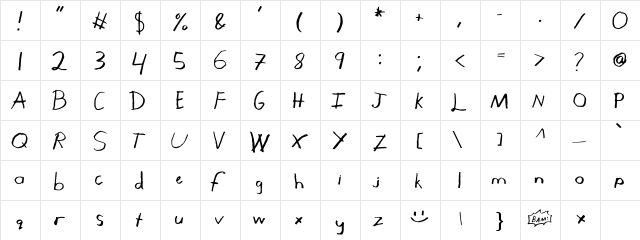 M9 Regular  glyph index