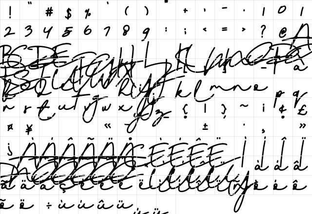 DreamOnly Regular  glyph index