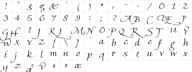 Finehand Swash Regular Regular  glyph index