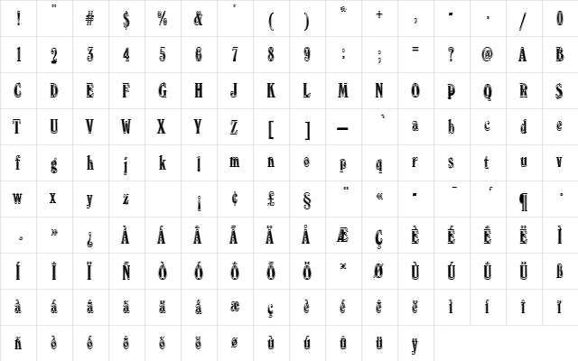 WindsorEloDIn1 Regular  glyph index
