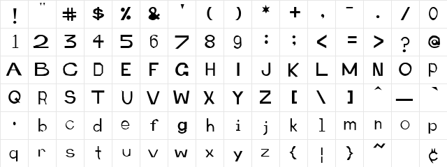 Retardo Emaciated 1  glyph index