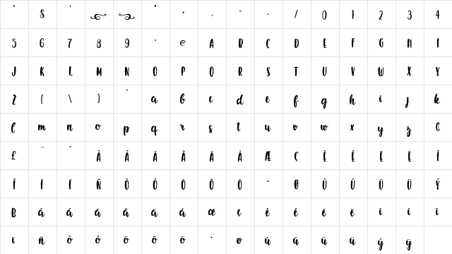 Earth Quest Regular  glyph index