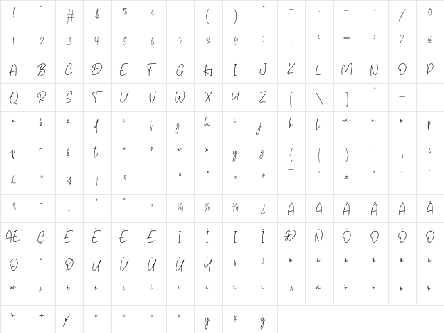 Canterpids Regular  glyph index