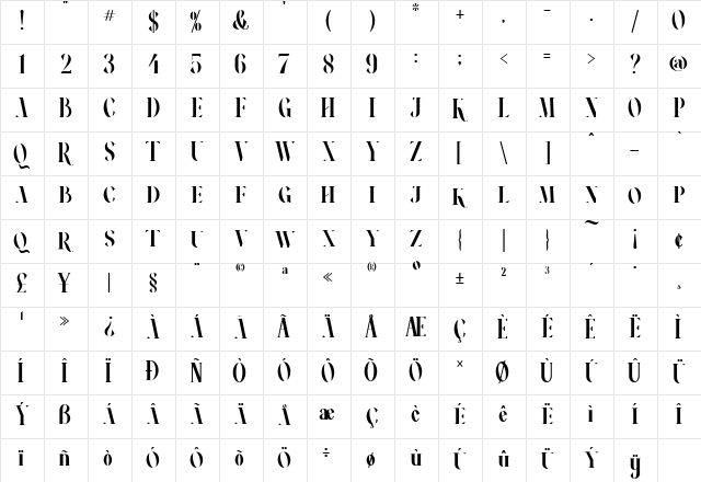 RONEOUS_Caps Regular  glyph index