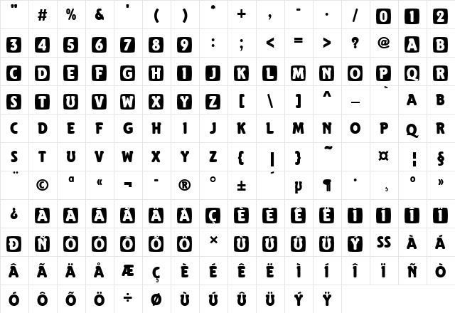 EitokuIniD Regular  glyph index