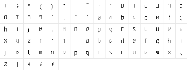 brutl Regular  glyph index
