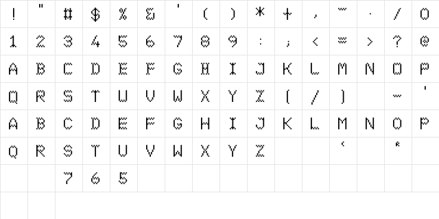DS Ticket35 Regular  glyph index